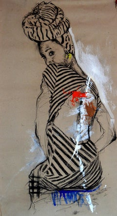 Women's Identity VIII, Mwamba Chikwemba, Female Portrait, Elegant, Drawing