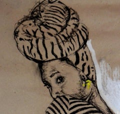 Women's Identity VIII, Mwamba Chikwemba, Female Portrait, Elegant, Drawing