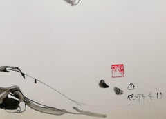 Karlovac's Grey, Contemporary Abstract Ink Painting Expressionist Black