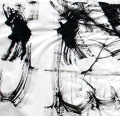 On the Bank of the Korana River, Abstract Expressionist Ink Painting Paper Black