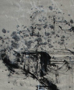 The Boat, the Snow, the River, Ink Painting Paper Abstract Expressionist Black