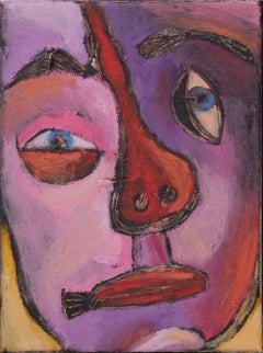 abstract art self portrait Self-portrait, Szilard Szilagyi, Modern Abstract Portrait, Oil Painting, Pink