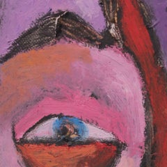 Self-portrait, Szilard Szilagyi, Modern Abstract Portrait, Oil Painting, Pink