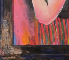 Peace?, Szilard Szilagyi, Contemporary Expressionist Oil Painting, Pink, Blue