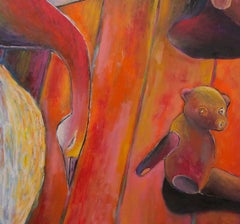 Inertia, Szilard Szilagyi, Modern Surrealist Oil Painting, Expressionist, Pink