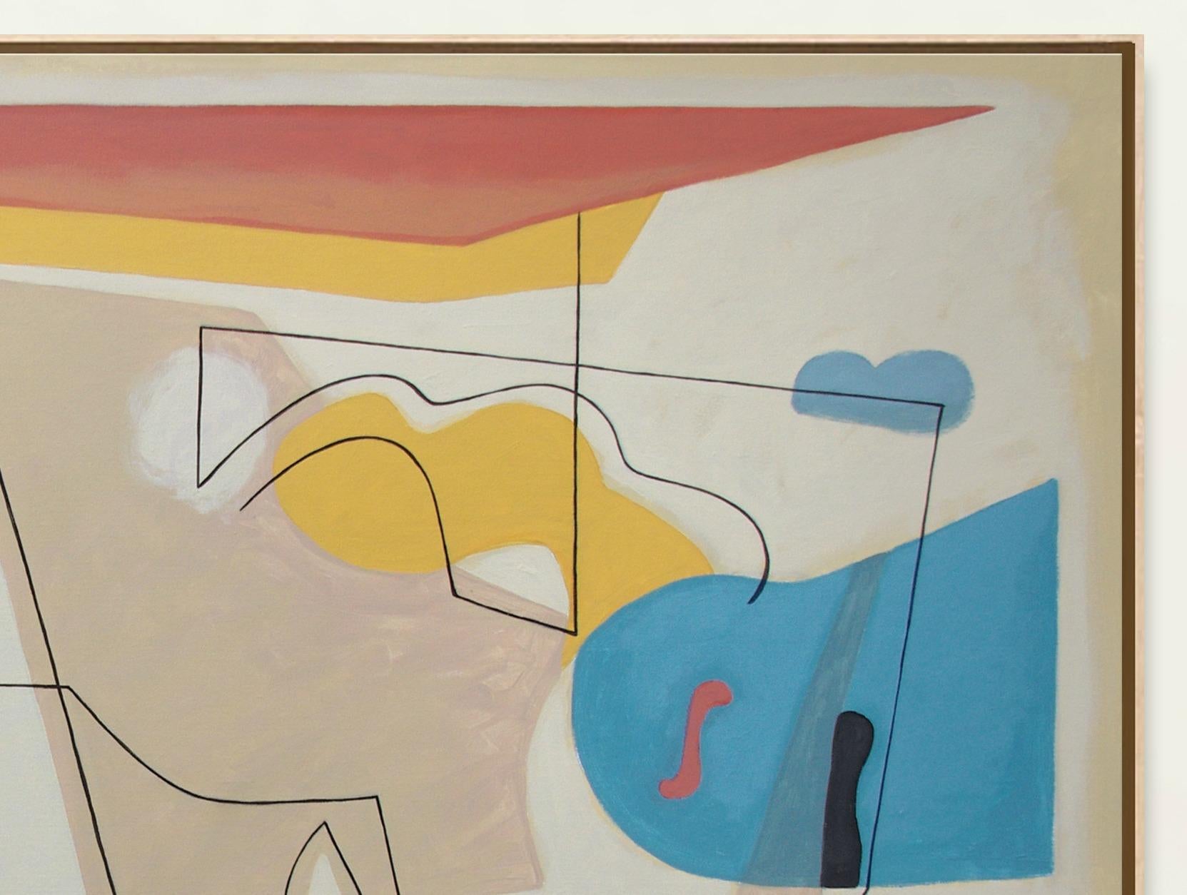 Over the Sea, Bernard Simunovic, Modern Abstract Painting, Yellow, Blue, Pattern 2