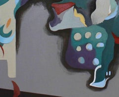 Immigration, Contemporary Abstract Art Oil Painting Canvas Expressionist Purple