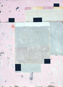 Kumquat, Contemporary Art Abstract Mixed Media Painting Pink Collage Canvas