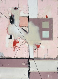 Two Slaves, Contemporary Abstract Expressionist Mixed Media Art Pink Collage