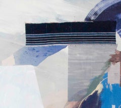 Spinning Stages, Contemporary Abstract Artwork Mixed media Painting Canvas Blue
