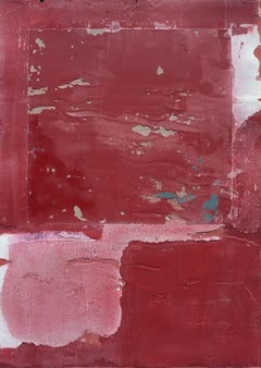 ZL, Contemporary Minimalist Abstract Art Mixed Media Small Red Red Collage Paper
