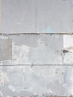 Untitled Grey, Contemporary Minimalist Abstract Mixed Media Gray White Collage