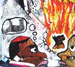Epiphany, Contemporary Abstract African Mixed media Art Collage Cardboard