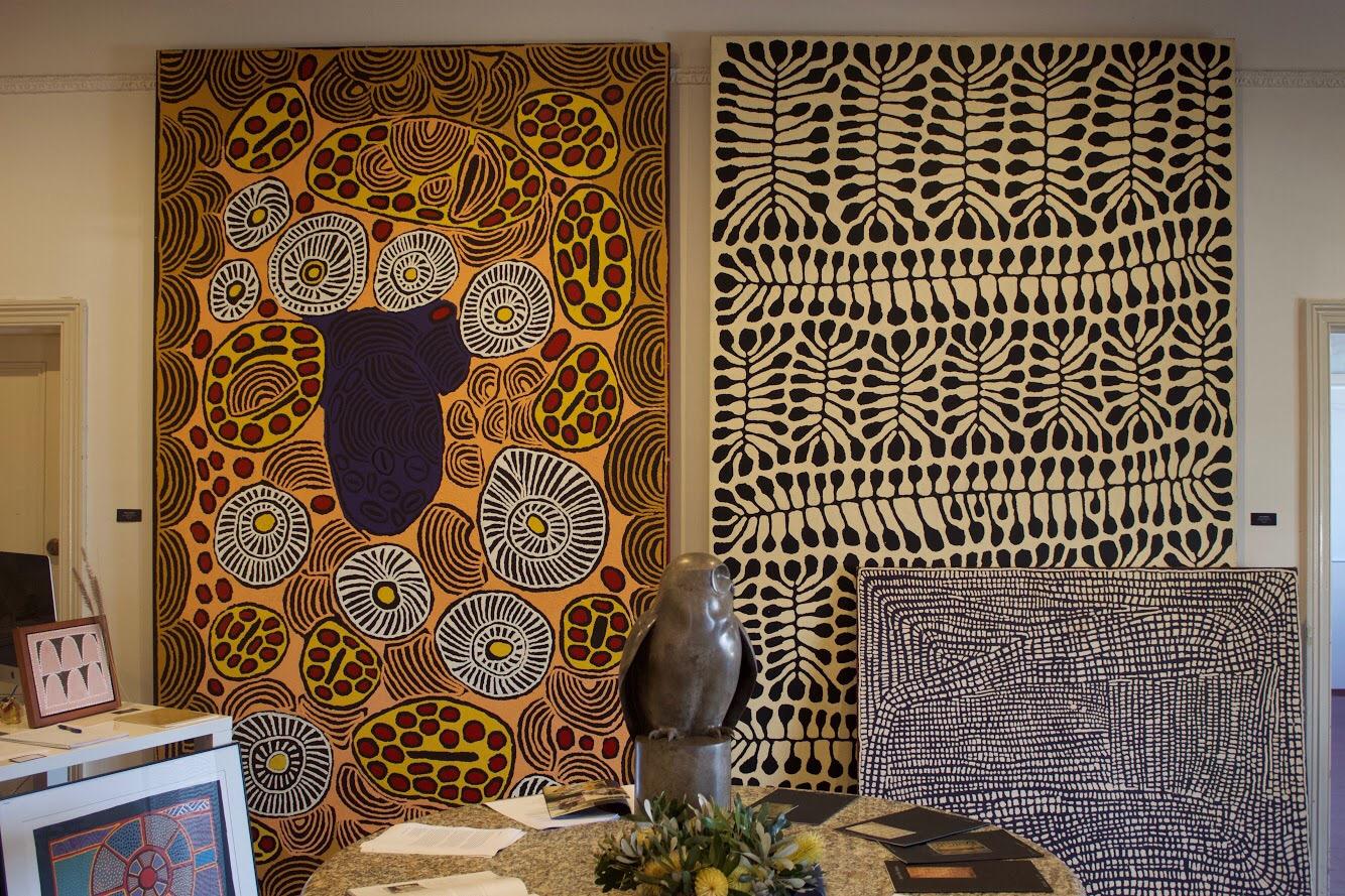 Mitjili began painting in the early 1990s with the Ikuntji Art Centre located in Haast Bluff, later moving to Mt Leibig. She is famous for her large patterned pieces depicting Waitiya Tjuta, a native Australian plant which is used in traditional