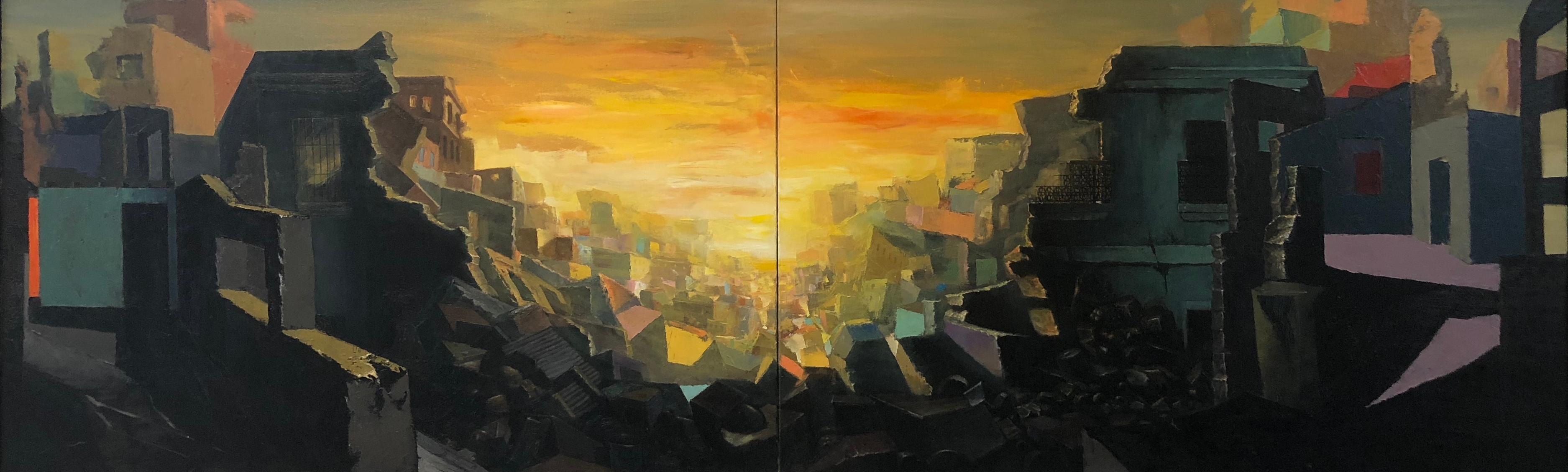 Piki Mendizabal Landscape Painting - El Canal (diptych)