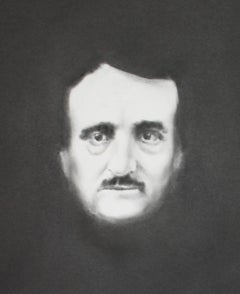 Simon Schubert, Edgar Allen Poe portrait graphite drawing, photo realist,