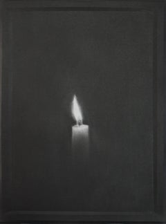 Simon Schubert, Candle, flame, graphite drawing, photo realist, 