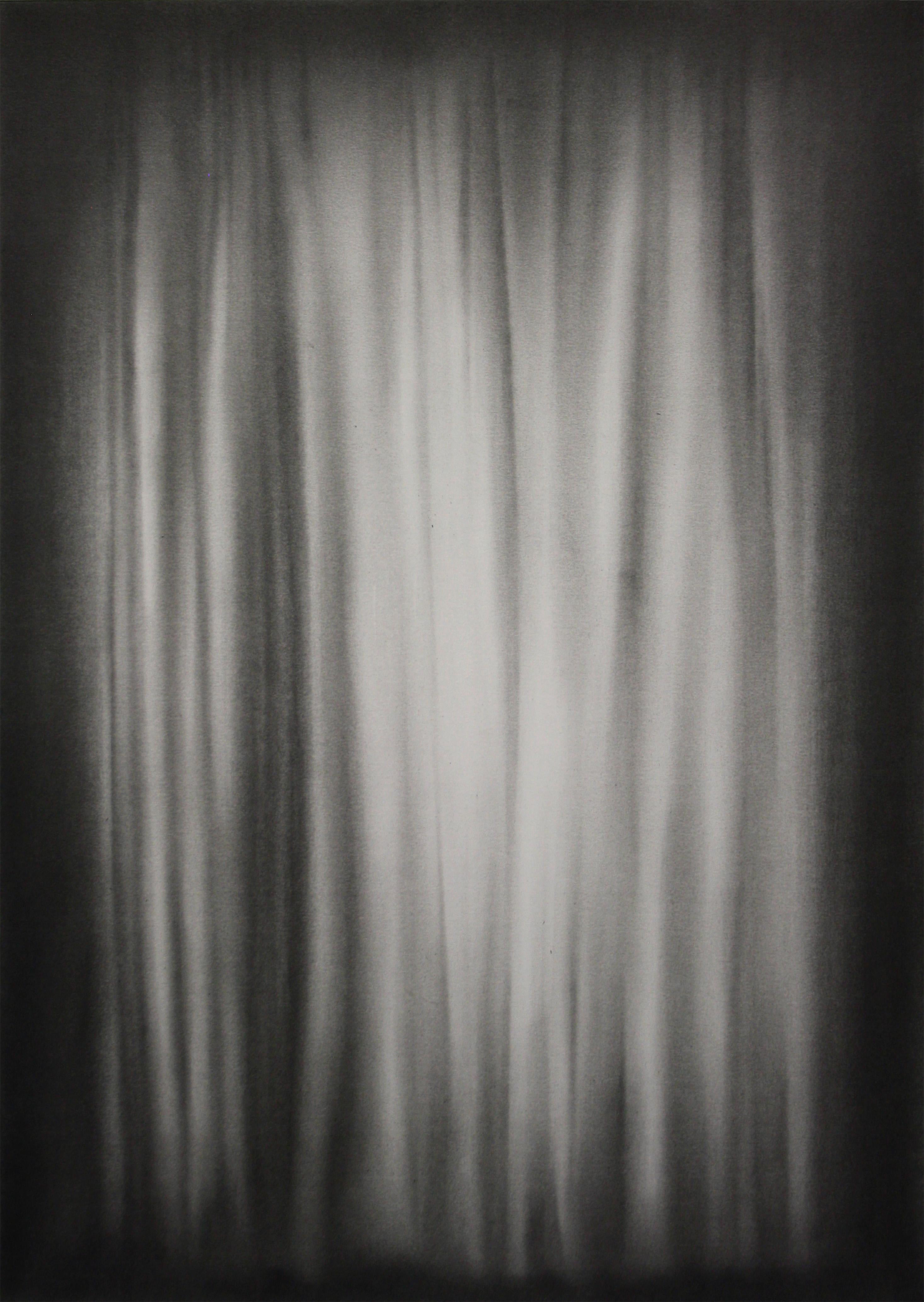 Simon Schubert
Untitled (Light through Curtain), 2015
Graphite on paper
25.5 x 19.5 inches

In Schubert’s most recent work, he continues exploring architectural details and empty domestic interiors with folded paper and graphite. The elaborate