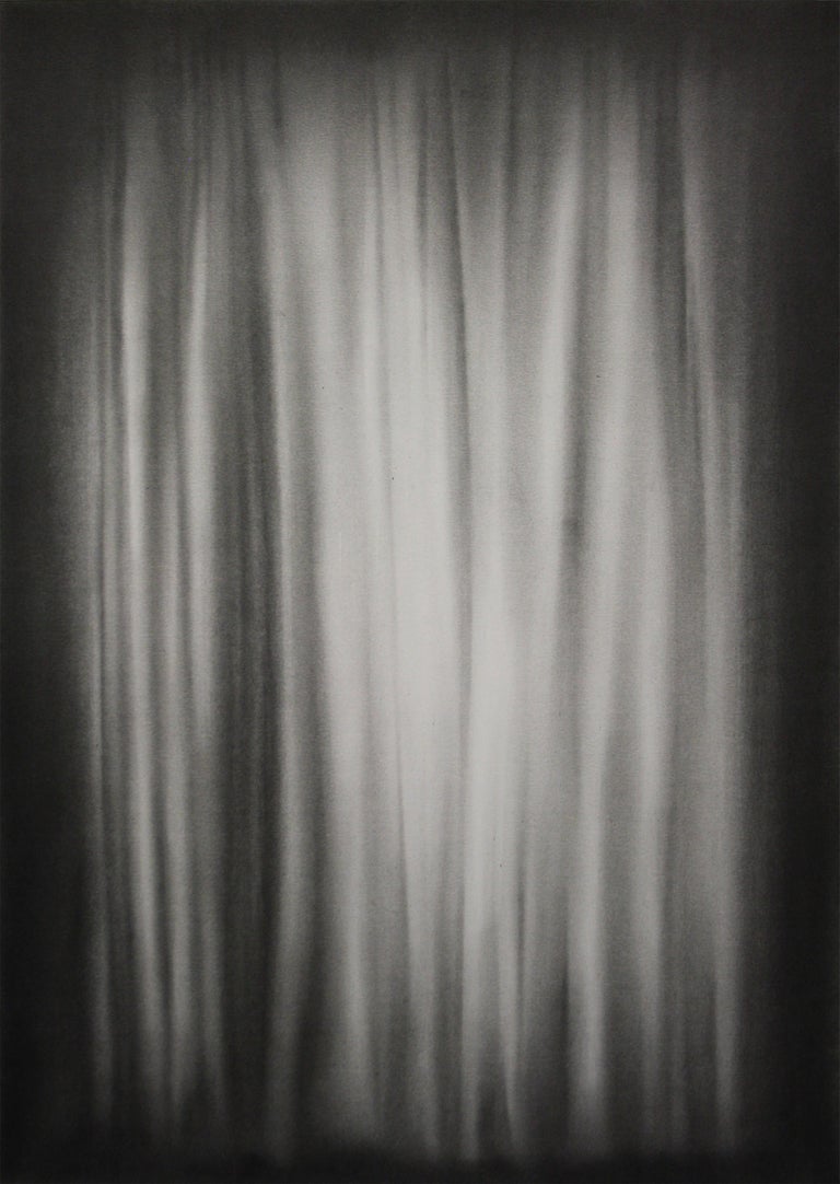Simon Schubert, Bedroom Curtain, graphite drawing, photo realist, 1