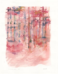 Szilard Huszank, Landscape, forest, woods, watercolor, colorful, 