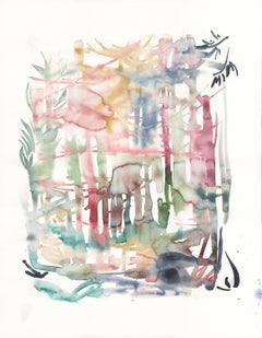 Szilard Huszank, Landscape, forest, woods, watercolor, colorful,