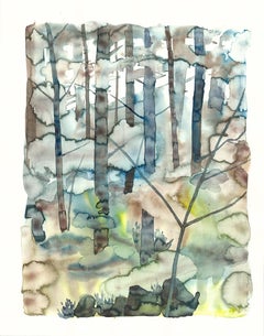 Szilard Huszank, Landscape, forest, woods, watercolor, colorful,