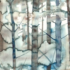 Szilard Huszank, Landscape, forest, woods, watercolor, colorful,