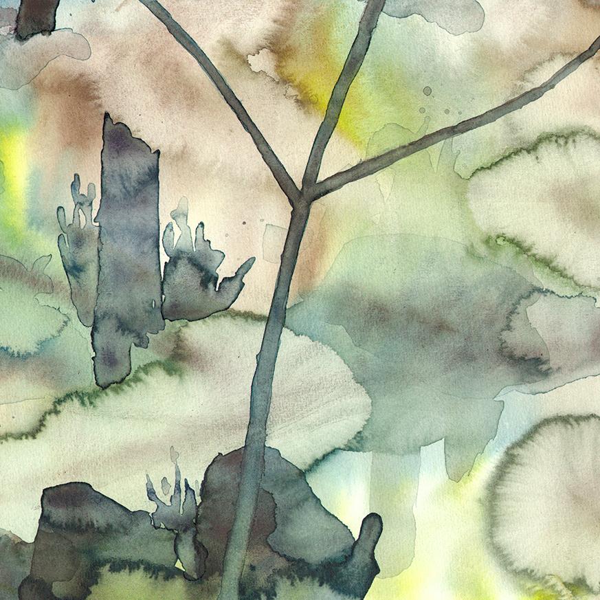 Szilard Huszank, Landscape, forest, woods, watercolor, colorful,  For Sale 2