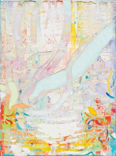 Szilard Huszank, Landscape, forest, stream, painting, oil on canvas, colorful,