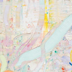 Szilard Huszank, Landscape, forest, stream, painting, oil on canvas, colorful,