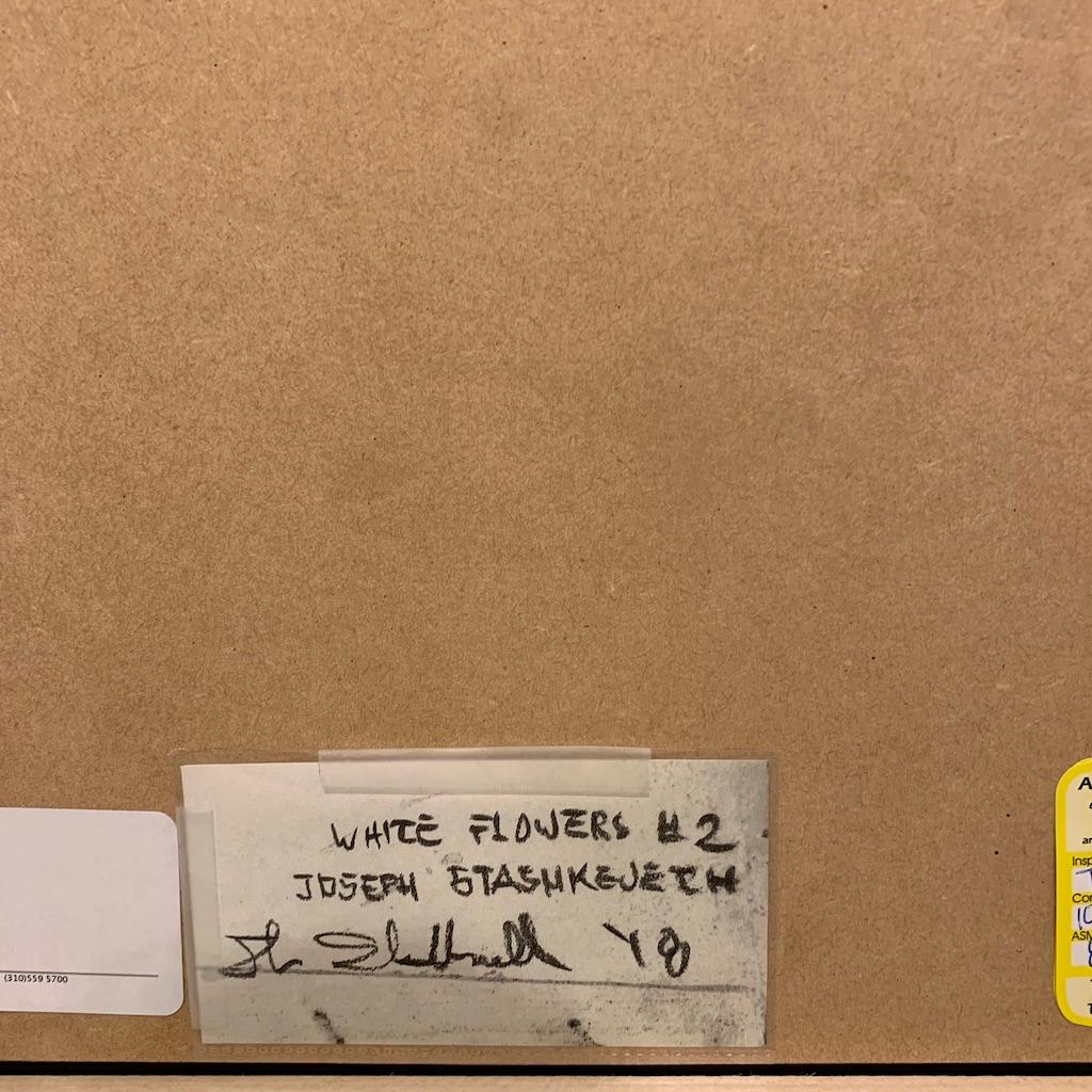 Joseph Stashkevetch conte drawing, 'White Flowers #2', on rag paper, framed For Sale 2