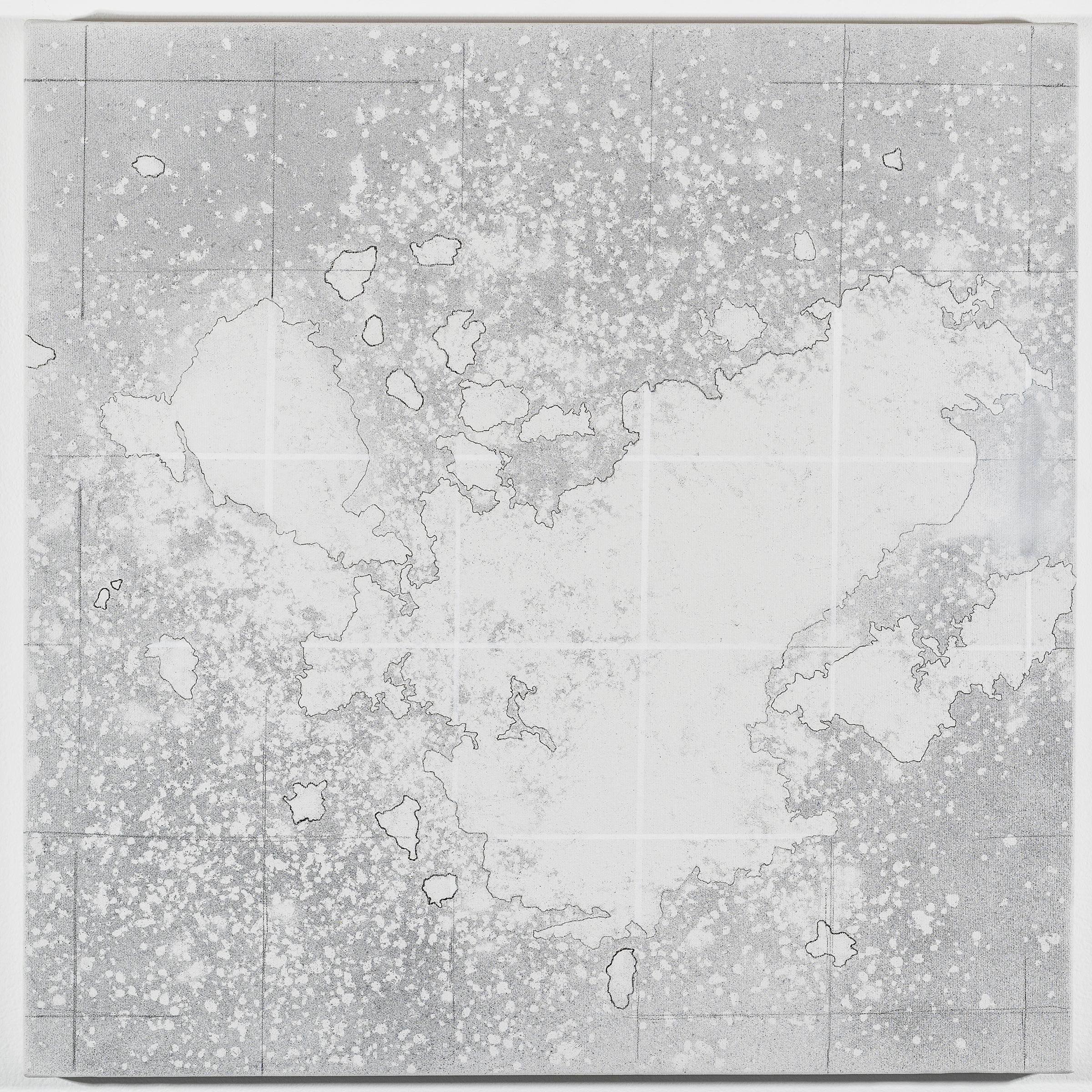 Katherine Keltner Abstract Painting - Out the Window (Snow Map 3)