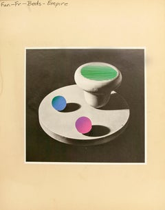 Vessel with Orbs, Collage on found paper, 14 x 11 inches