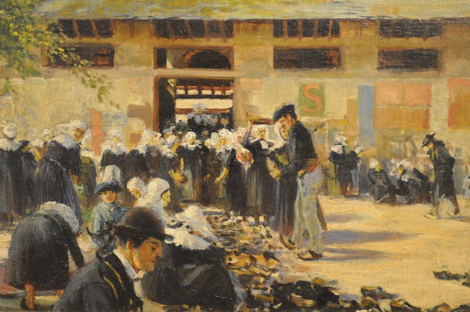 Breton Shoe-Market - Painting by Fernand-Marie-Eugène Le Gout-Gérard