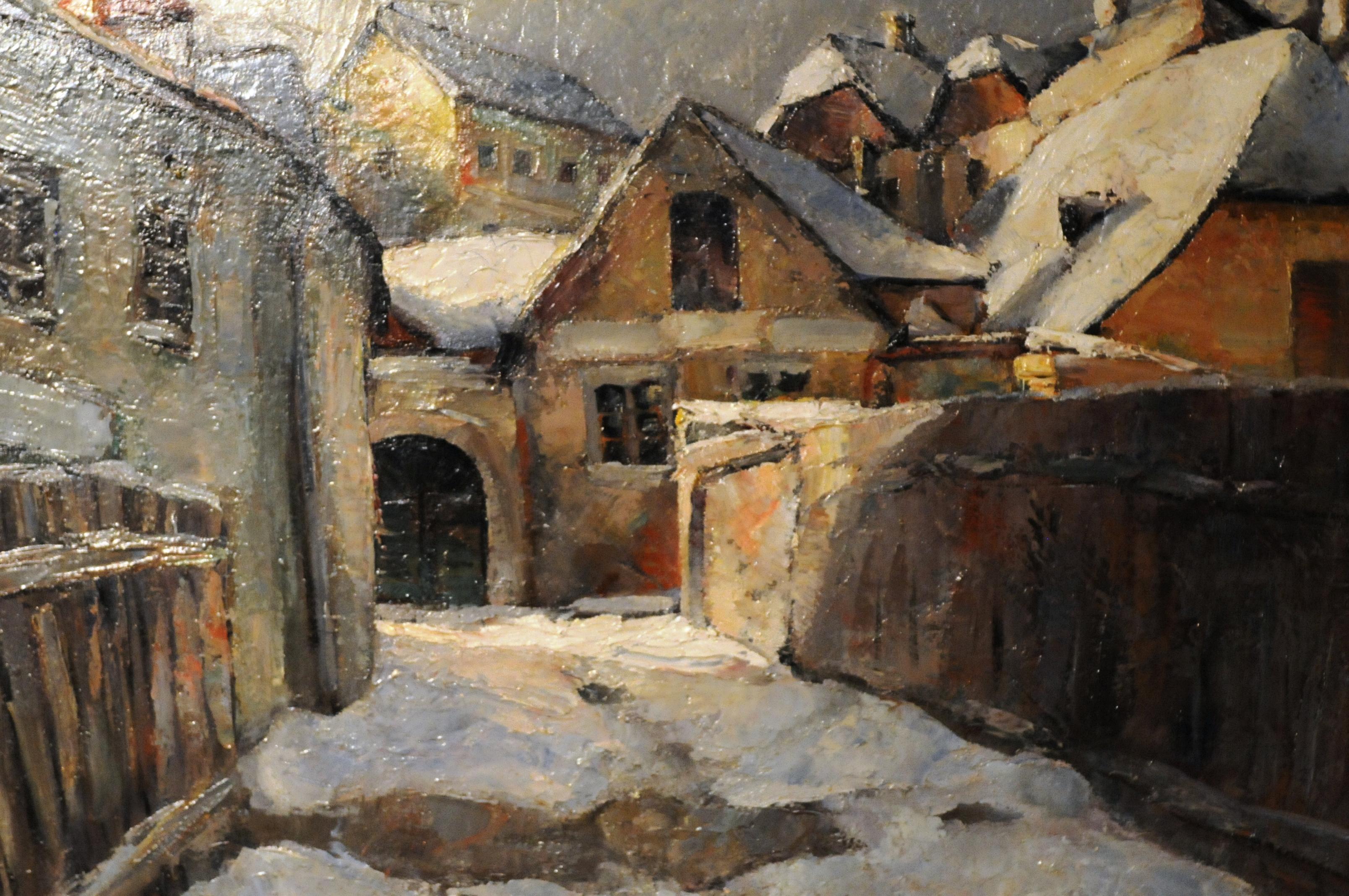 Wilhelm Kaufmann Portrait Painting - Village in Wintertime - Dorf im Winter