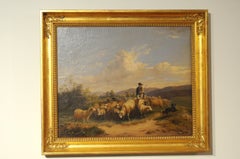 Shepherd in the midst of his flock, Schafhirte inmitten seiner Herde