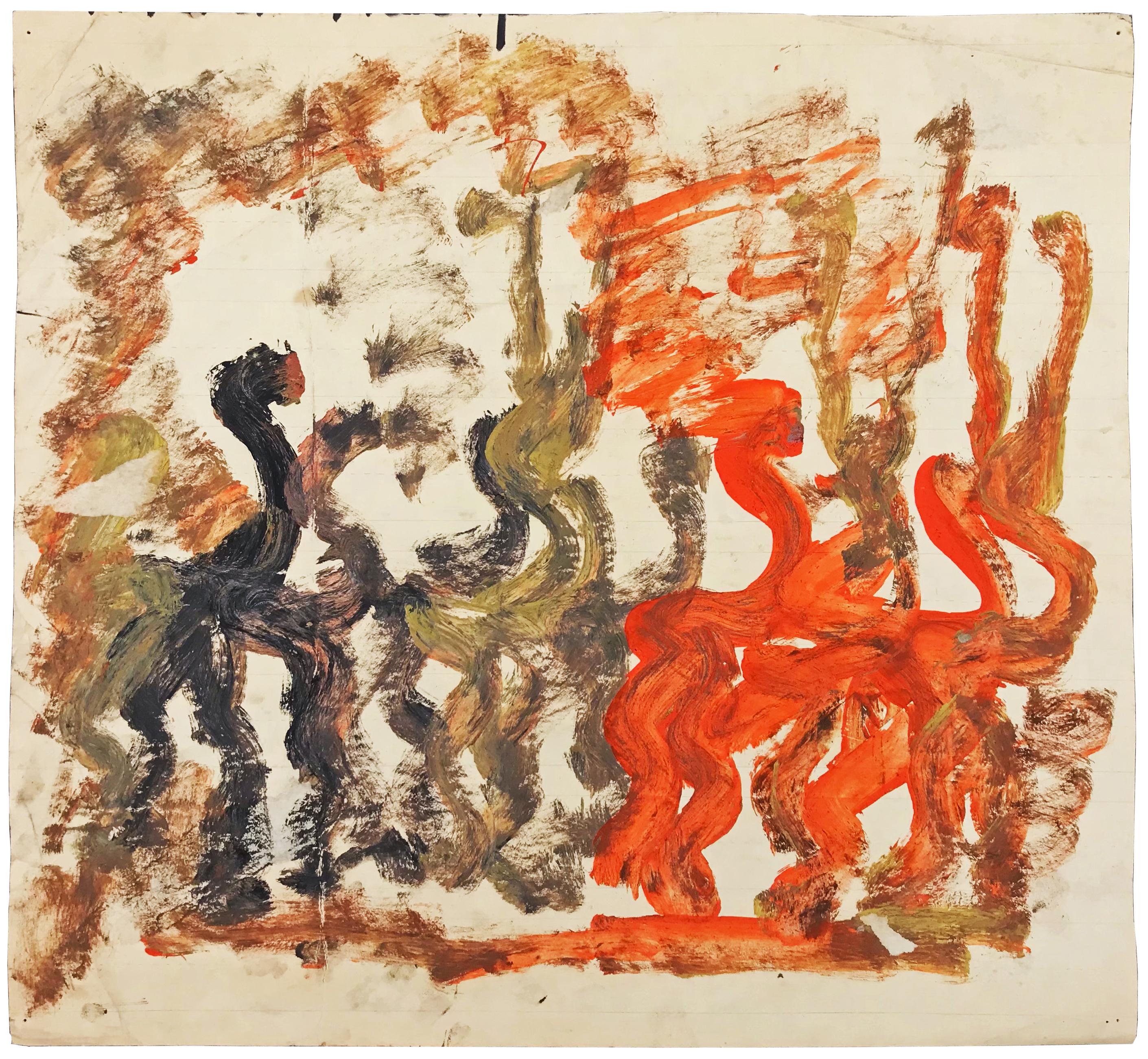 Purvis Young Abstract Drawing - Untitled (Recipe for Mud Pie)