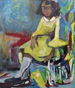 Bernard Harmon, Girl in a Yellow Dress, Oil on Board, 1968