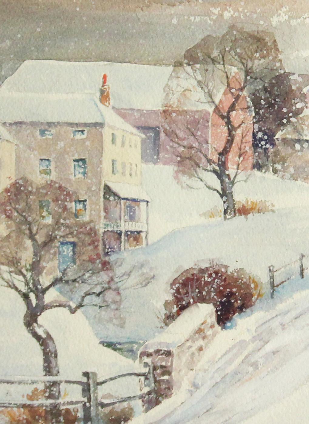 Arthur Meltzer, Winter Street Scene, Watercolor on Paper, Signed 2