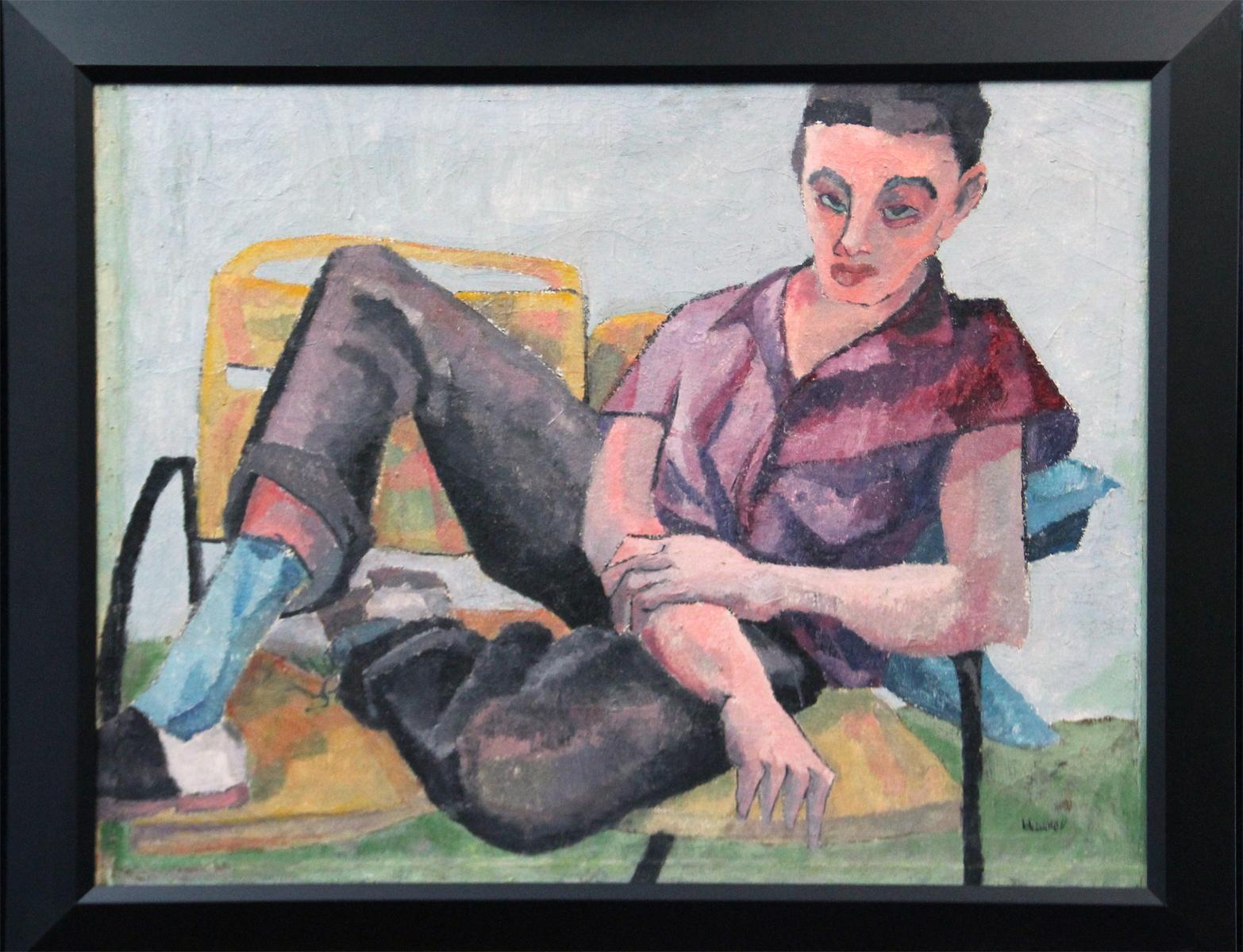 Bernard Harmon, Young Man, Oil on Canvas, 1955, Signed Lower Right im Angebot 1