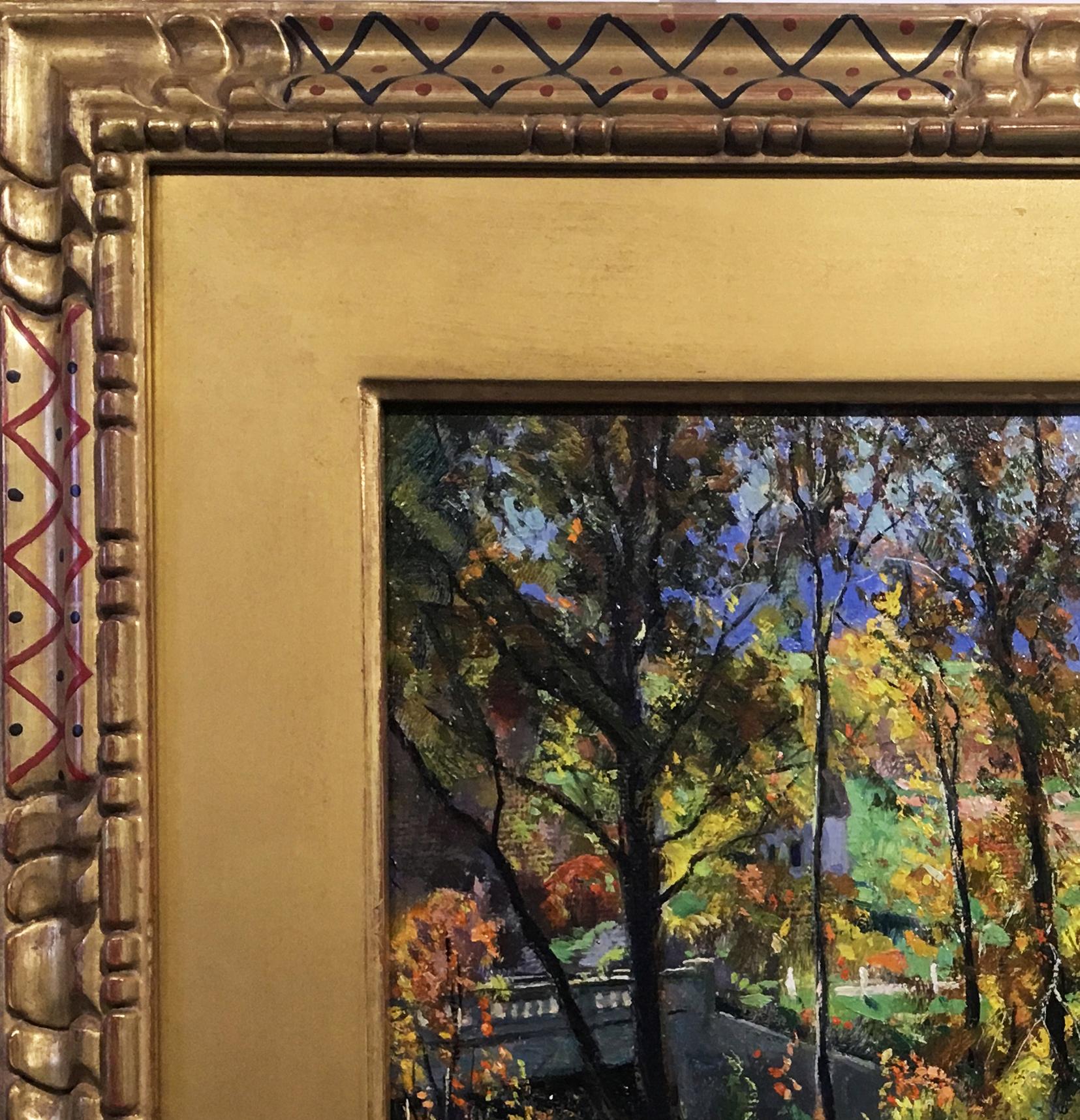 Roy Nuse, Autumn Glory, Oil on Board, Original Hand-carved Frame For Sale 2