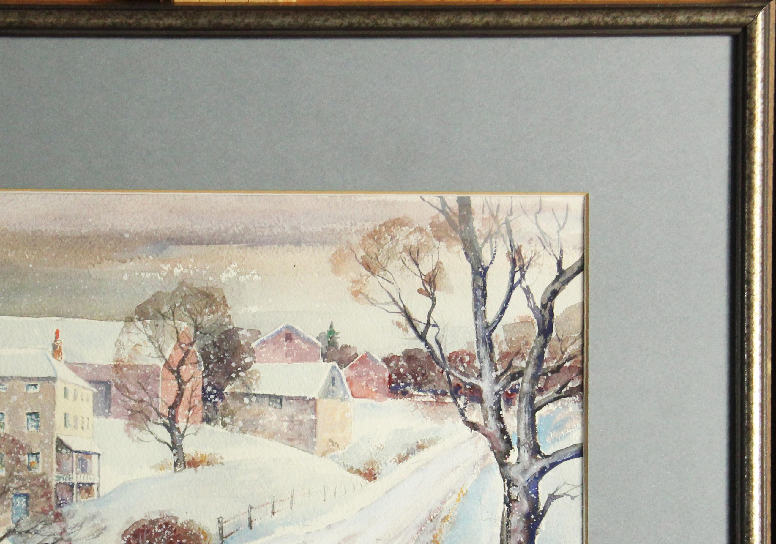 Arthur Meltzer, Winter Street Scene, Watercolor on Paper, Signed 3