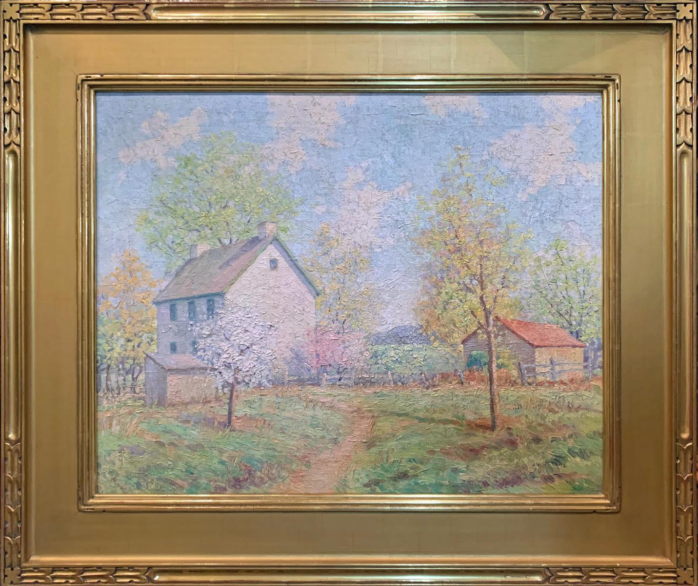 "The Joy of Spring" is a 18" x 24" oil on canvas, impressionist painting by Albert Van Nesse Greene. It is framed and signed "A V Greene" at the lower right. The painting came from a private collection in Chester Springs, Pennsylvania. Additional