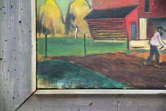 David Ellinger, "Spring Plowing", Oil on Canvas, Signed, American Folk Art