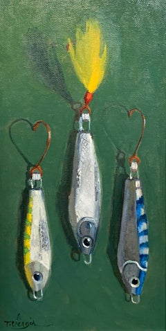 Trisha Vergis, Original Oil on Canvas, Fishing Lures, 2019