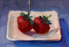 Trisha Vergis, Original Oil on Canvas, Two Strawberries, 2017