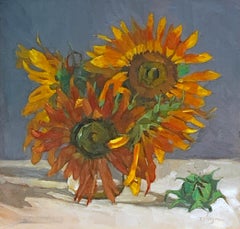 Trisha Vergis, Original Oil on Canvas, Roadside Flowers