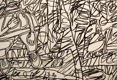 Jean DuBuffet, Site aux Figurines, Black Marker on Paper, Signed and Dated