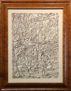 Jean DuBuffet, Site aux Figurines, Black Marker on Paper, Signed and Dated