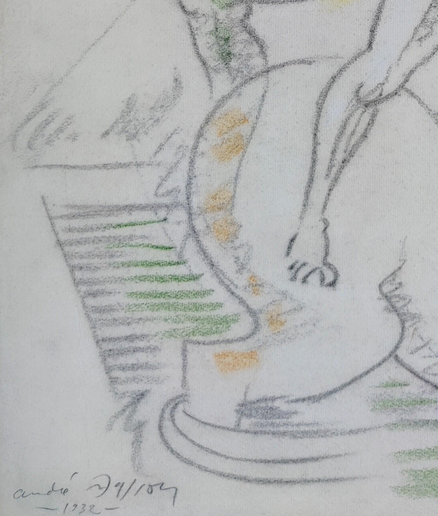 Abduction - Gray Abstract Drawing by André Masson